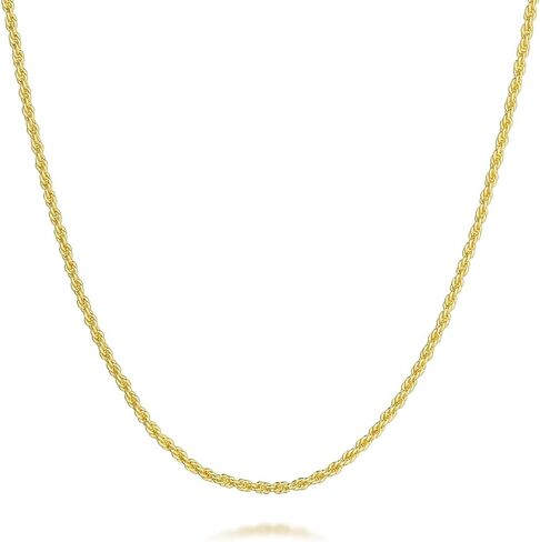 Necklaces 14k Gold Necklace for Women & Men 1.5mm Rope Chain for Women Dainty Gold Chain for Men Non-Tarnish Necklace Unisex Sizes 16-26 Inches in Kuwait