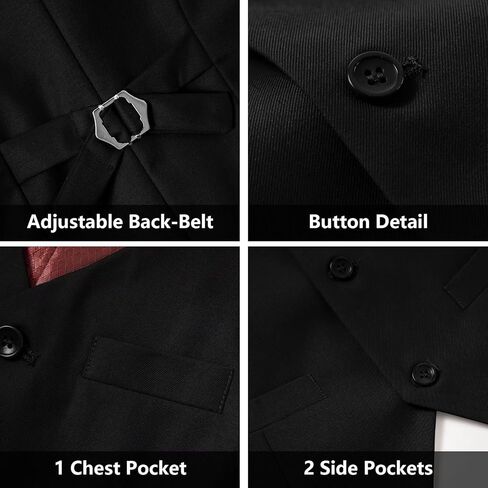 سترة للأولاد بدلة رسمية مكونة من 4 قطع، صدرية وربطة عنق بلون موحد مع جيوب in Kuwait