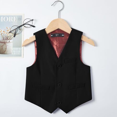 سترة للأولاد بدلة رسمية مكونة من 4 قطع، صدرية وربطة عنق بلون موحد مع جيوب in Kuwait