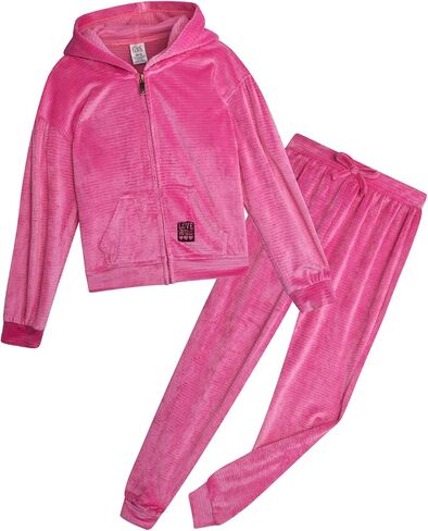 Real Love Girls' Jog Set - 2 Piece Soft Fleece Zip Up Hoodie and Flare Cargo Pants - Activewear Set for Girls (Sizes: 7-16) in Saudi Arabia