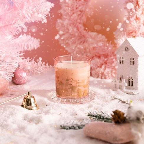 Christmas Scented Candle - 6oz Soy Wax Candle, Snowy Christmas, Infused with Snowy Christmas Aroma - Pink & Gold Gift Box Packaged for Christmas Holiday Season Gift in Kuwait