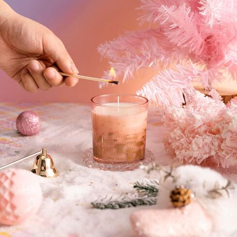 Christmas Scented Candle - 6oz Soy Wax Candle, Snowy Christmas, Infused with Snowy Christmas Aroma - Pink & Gold Gift Box Packaged for Christmas Holiday Season Gift in Kuwait