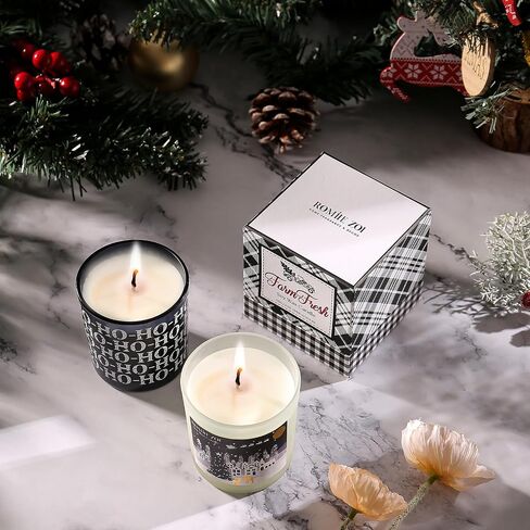 Christmas Scented Candle - 6oz Soy Wax Candle, Snowy Christmas, Infused with Snowy Christmas Aroma - Pink & Gold Gift Box Packaged for Christmas Holiday Season Gift in Kuwait