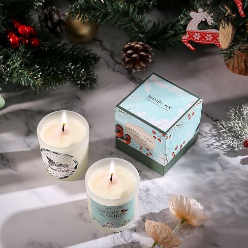 Christmas Scented Candle - 6oz Soy Wax Candle, Snowy Christmas, Infused with Snowy Christmas Aroma - Pink & Gold Gift Box Packaged for Christmas Holiday Season Gift in Kuwait