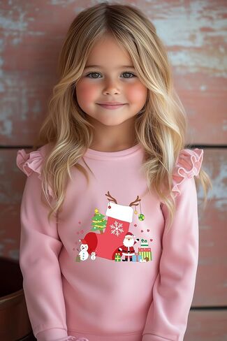 Tkria طفل الفتيات عيد الميلاد البلوز كم طويل البلوز قمصان الرنة سترة الاطفال القبيحة عيد الميلاد أعلى عطلة الزي 1-7T in Kuwait