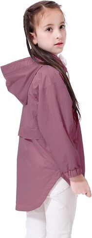 Girls Lightweight Rain Jackets Windbreaker Raincoats Hooded Packable Coats in Saudi Arabia
