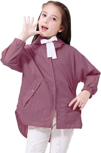 Girls Lightweight Rain Jackets Windbreaker Raincoats Hooded Packable Coats in Saudi Arabia