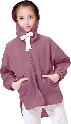 Girls Lightweight Rain Jackets Windbreaker Raincoats Hooded Packable Coats in Saudi Arabia