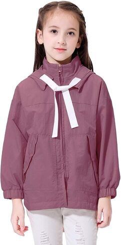 Girls Lightweight Rain Jackets Windbreaker Raincoats Hooded Packable Coats in Saudi Arabia