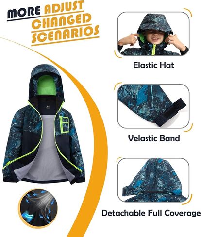 SWISSWELL Kids Rain Suit Boys Girls Raincoat Jacket and Pants Set Lightweight Waterproof Windbreakers Raincoat in Kuwait