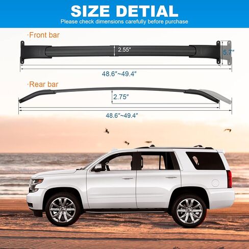 Heavy Duty Roof Rack Cross Bars Compatible with GMC Yukon XL, Chevrolet Suburban & Tahoe, Cadillac Escalade ESV 2015-2020,Aluminum Roof Rails Crossbars Cargo Bars Rooftop Luggage in Kuwait