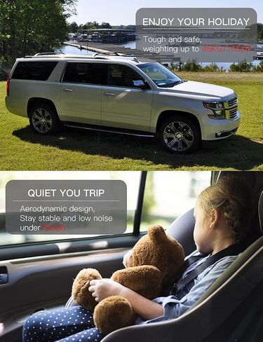 Heavy Duty Roof Rack Cross Bars Compatible with GMC Yukon XL, Chevrolet Suburban & Tahoe, Cadillac Escalade ESV 2015-2020,Aluminum Roof Rails Crossbars Cargo Bars Rooftop Luggage in Kuwait