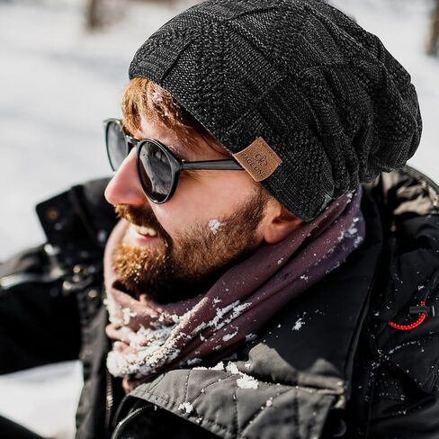 PAGE ONE Mens Winter Slouchy Beanie Warm Fleece Lined Skull Cap Baggy Cable Knit Hat in Saudi Arabia