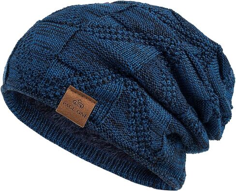PAGE ONE Mens Winter Slouchy Beanie Warm Fleece Lined Skull Cap Baggy Cable Knit Hat in Saudi Arabia