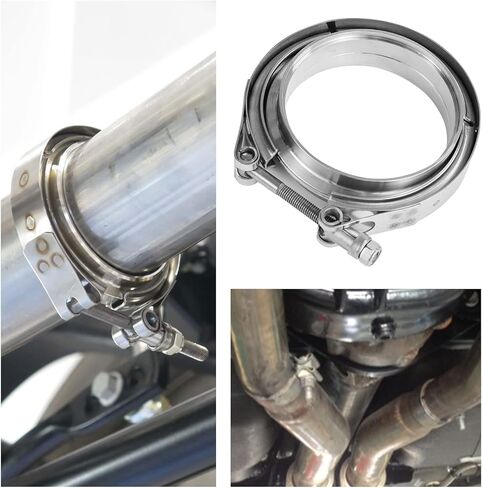 3.5 Inch V-Band Turbo Downpipe Exhaust Clamp,3.5 Inch 3.5" V-Band Flange Clamp Kit with Male Female Flange Stainless Steel For Exhaust Downpipe,2pcs in Kuwait