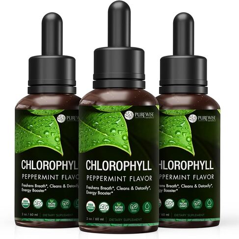 Chlorophyll Liquid Drops – Energy Boost, Immune Support, Internal Deodorant, Powerful Antioxidant, Digestion, Detox – 100% Natural, Non GMO, Vegan, Peppermint Flavor - 3 Pack in Saudi Arabia