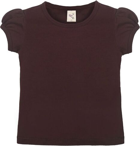 Lilax Girls' Basic Short Puff Sleeve Round Neck Cotton T-Shirt in Saudi Arabia