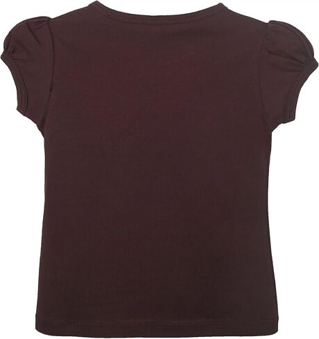 Lilax Girls' Basic Short Puff Sleeve Round Neck Cotton T-Shirt in Saudi Arabia