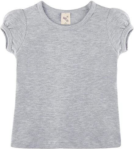 Lilax Girls' Basic Short Puff Sleeve Round Neck Cotton T-Shirt in Saudi Arabia