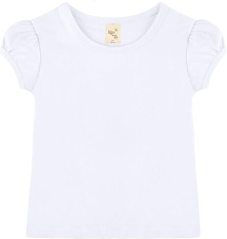 Lilax Girls' Basic Short Puff Sleeve Round Neck Cotton T-Shirt in Saudi Arabia