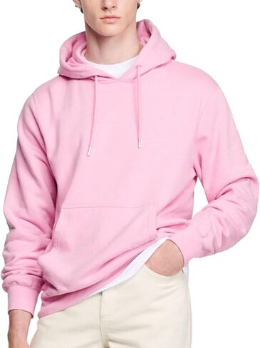 Solid Men's Hoodies Athletic Sweatshirt Fleece Lined Hoodie Midweight Long Sleeve Kangaroo Pockets Size M to 3XL in Saudi Arabia