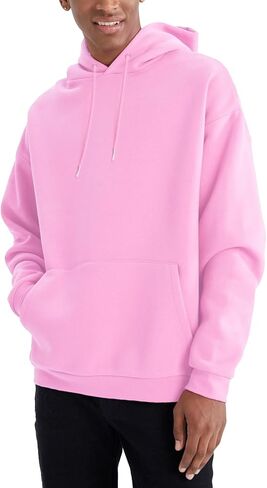 Solid Men's Hoodies Athletic Sweatshirt Fleece Lined Hoodie Midweight Long Sleeve Kangaroo Pockets Size M to 3XL in Saudi Arabia