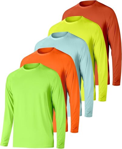 قمصان رجالي رياضية بأكمام طويلة 5 قطع تي شيرت للتمرين والجري سريع الجفاف بعامل حماية من الأشعة فوق البنفسجية 50+ تي شيرت نشط لصيد الأسماك in Kuwait