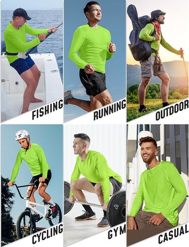 قمصان رجالي رياضية بأكمام طويلة 5 قطع تي شيرت للتمرين والجري سريع الجفاف بعامل حماية من الأشعة فوق البنفسجية 50+ تي شيرت نشط لصيد الأسماك in Kuwait