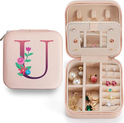 Travel Jewelry Case, Jewelry Organizer Box, Jewelry Organizer Jewelry Travel Organizer Small Jewelry Organizer Ring Organizer Necklace Organizer Earring Organizer Box - Pink in Saudi Arabia