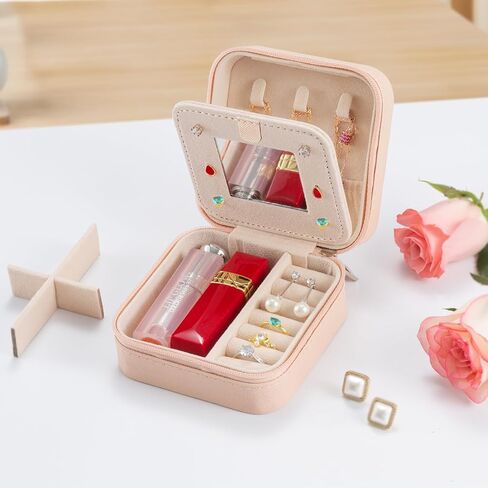 Travel Jewelry Case, Jewelry Organizer Box, Jewelry Organizer Jewelry Travel Organizer Small Jewelry Organizer Ring Organizer Necklace Organizer Earring Organizer Box - Pink in Saudi Arabia