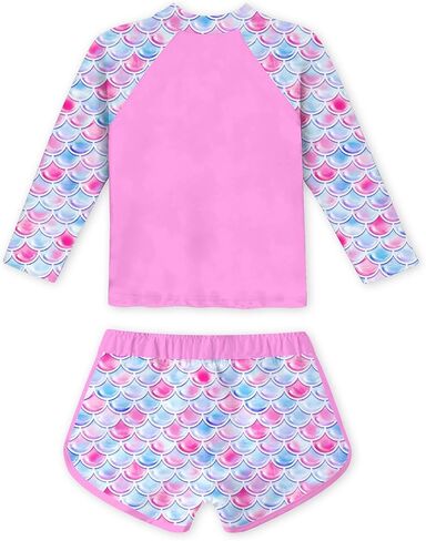 Vogseek 4-10T Girls Rashguard 2 Pieces Long Sleeve Swimsuit Swimwear with Shorts in Saudi Arabia