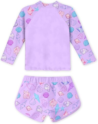 Vogseek 4-10T Girls Rashguard 2 Pieces Long Sleeve Swimsuit Swimwear with Shorts in Saudi Arabia