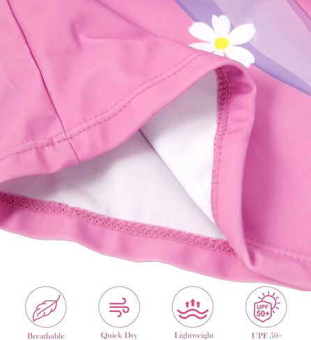 Vogseek 4-10T Girls Rashguard 2 Pieces Long Sleeve Swimsuit Swimwear with Shorts in Saudi Arabia