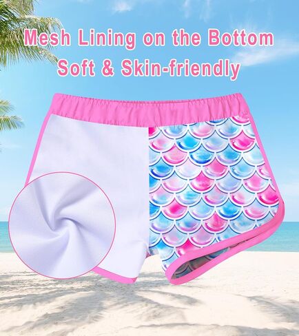 Vogseek 4-10T Girls Rashguard 2 Pieces Long Sleeve Swimsuit Swimwear with Shorts in Saudi Arabia