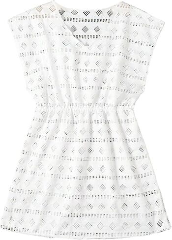 SHENHE Girl's Swim Cover Up V Neck Sleeveless Hollow Out Beach Dress Coverup Beachwear in Saudi Arabia