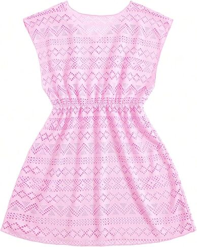 SHENHE Girl's Swim Cover Up V Neck Sleeveless Hollow Out Beach Dress Coverup Beachwear in Saudi Arabia