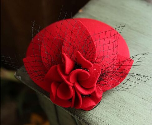 British Style Pillbox Hat Women Church Wedding Winter Vintage Fascinator Beret 100% Wool Felt Hat with Veil in Saudi Arabia