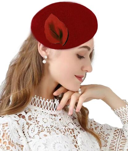 British Style Pillbox Hat Women Church Wedding Winter Vintage Fascinator Beret 100% Wool Felt Hat with Veil in Saudi Arabia