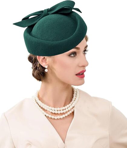 British Style Pillbox Hat Women Church Wedding Winter Vintage Fascinator Beret 100% Wool Felt Hat with Veil in Saudi Arabia