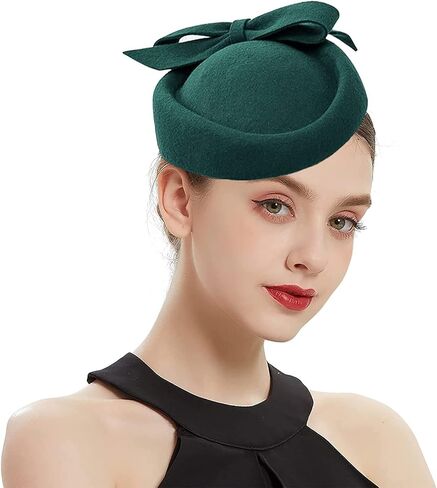 British Style Pillbox Hat Women Church Wedding Winter Vintage Fascinator Beret 100% Wool Felt Hat with Veil in Saudi Arabia