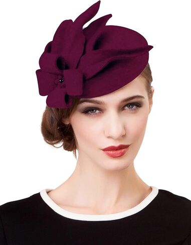 Wool Fascinator Pillbox Hat Winter British Wool Felt Hat for Women Wedding Church Hat Flower Fedoras in Kuwait