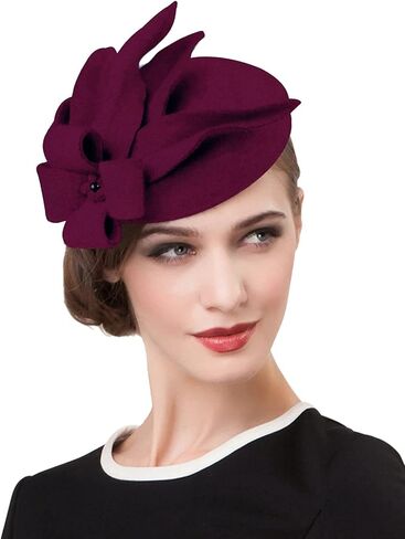 Wool Fascinator Pillbox Hat Winter British Wool Felt Hat for Women Wedding Church Hat Flower Fedoras in Kuwait