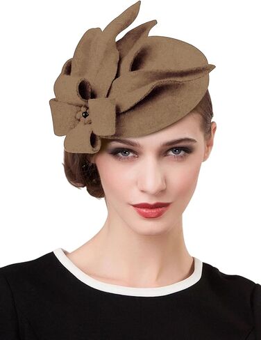 Wool Fascinator Pillbox Hat Winter British Wool Felt Hat for Women Wedding Church Hat Flower Fedoras in Kuwait