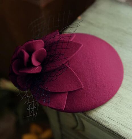 Wool Fascinator Pillbox Hat Winter British Wool Felt Hat for Women Wedding Church Hat Flower Fedoras in Kuwait