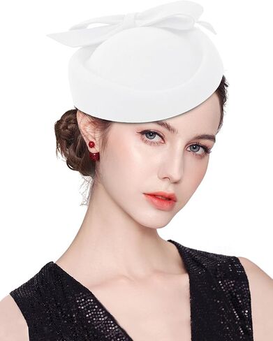 Wool Fascinator Pillbox Hat Winter British Wool Felt Hat for Women Wedding Church Hat Flower Fedoras in Kuwait