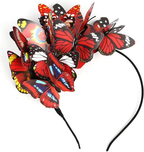 قبعة Coucoland Butterfly Fascinator قبعة على شكل فراشة العاهل عصابة رأس على شكل تاج لحفلات الشاي والهالوين in Kuwait