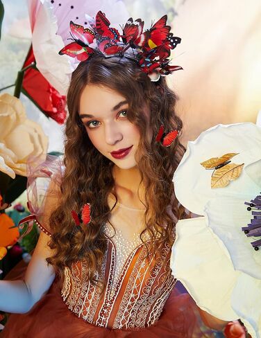 قبعة Coucoland Butterfly Fascinator قبعة على شكل فراشة العاهل عصابة رأس على شكل تاج لحفلات الشاي والهالوين in Kuwait