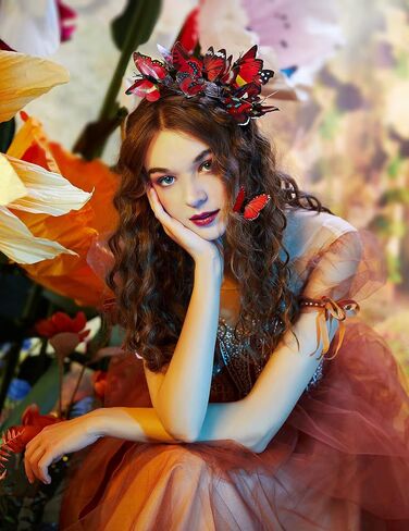 قبعة Coucoland Butterfly Fascinator قبعة على شكل فراشة العاهل عصابة رأس على شكل تاج لحفلات الشاي والهالوين in Kuwait