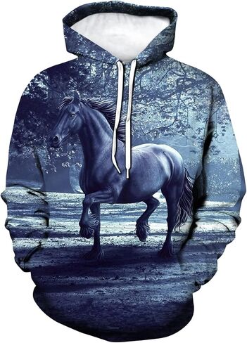 Novelty Horse 3D Print Hoodie Animal Hoodies Sweatshirt Pullover for Men Women in Saudi Arabia