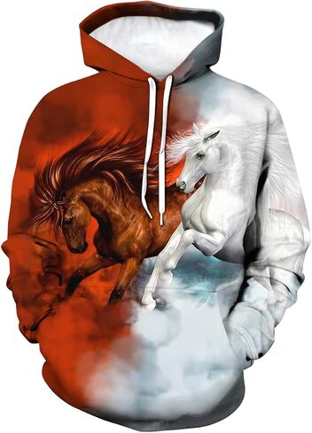 Novelty Horse 3D Print Hoodie Animal Hoodies Sweatshirt Pullover for Men Women in Saudi Arabia